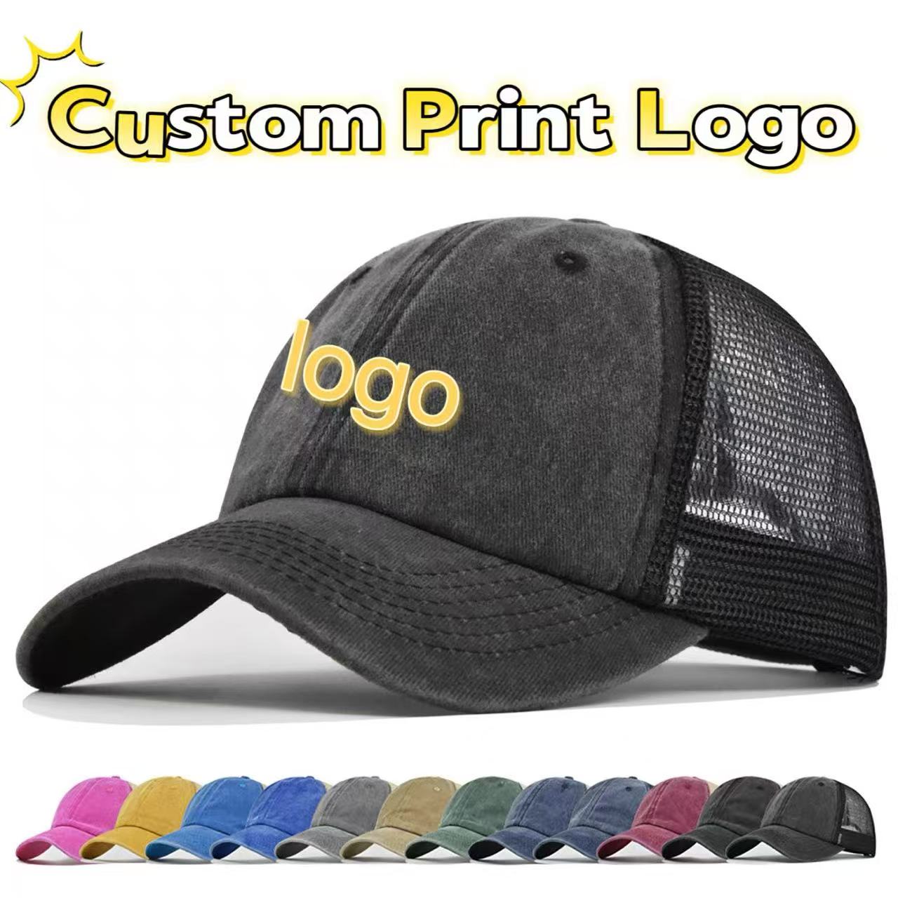 Men'S Fashion With Hat - Customized Printed Logo Washed Soft Top
