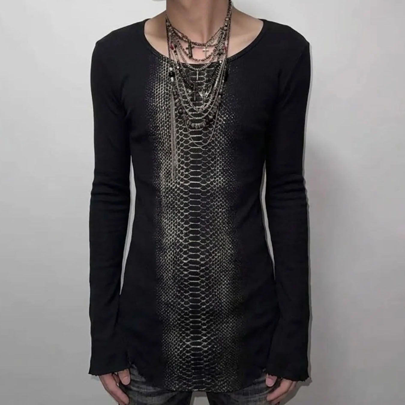 Men'S Fashion T Shirts - Autumn Retro Subculture Python Pattern T-shirt