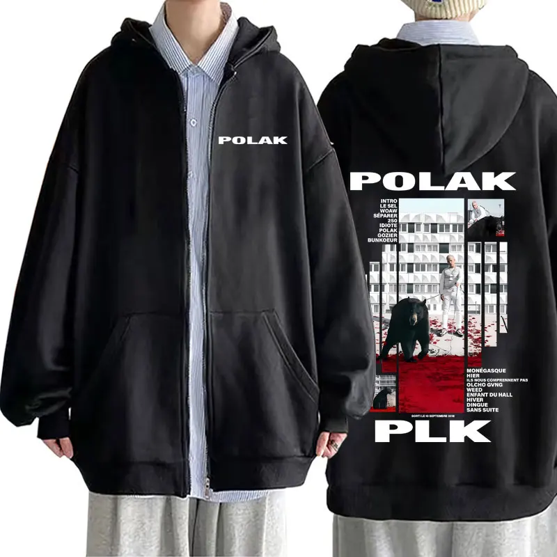 Rapper Plk Polak Print Zipper  - Mens Fashion Zip Up Hoodies ulasan dan harga
