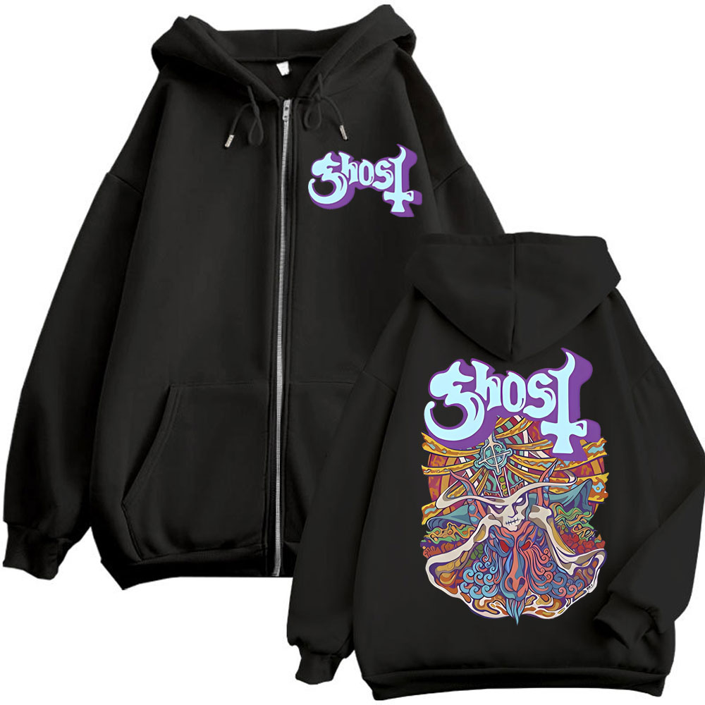 Ghost Band Graphic Zipper Hood - Mens Fashion Zip Up Hoodies ulasan dan harga
