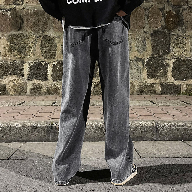 Korean Fashion Men's Baggy Jea - Men'S Fashion Grey Jeans ulasan dan harga