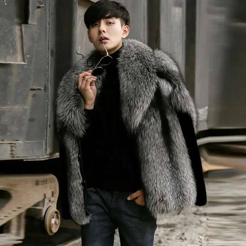 Autumn Men's Faux Fur Coat Fas - Men'S Fashion X ulasan dan harga
