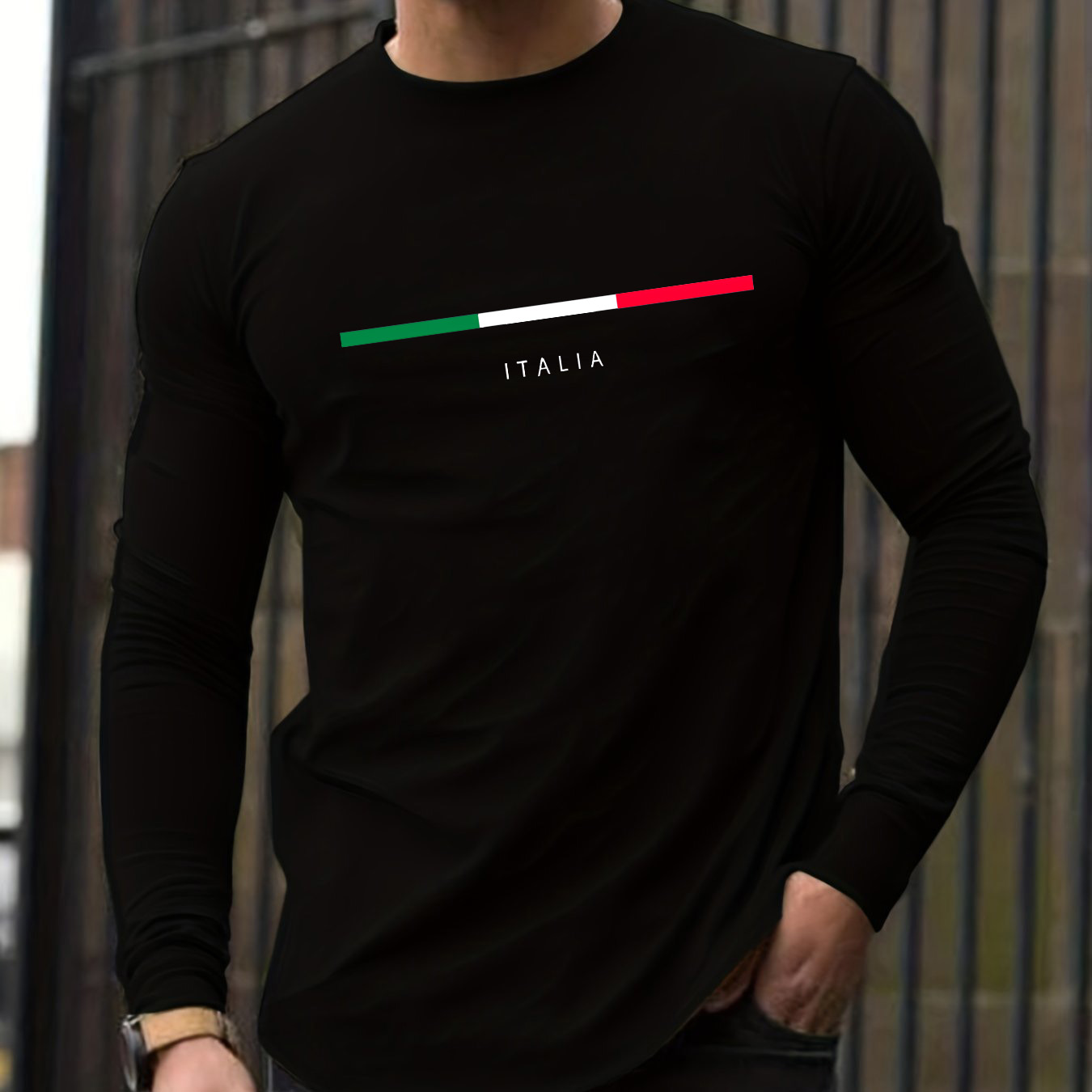 100% Pure Cotton Men's Long Sl - Men'S Fashion T Shirts ulasan dan harga