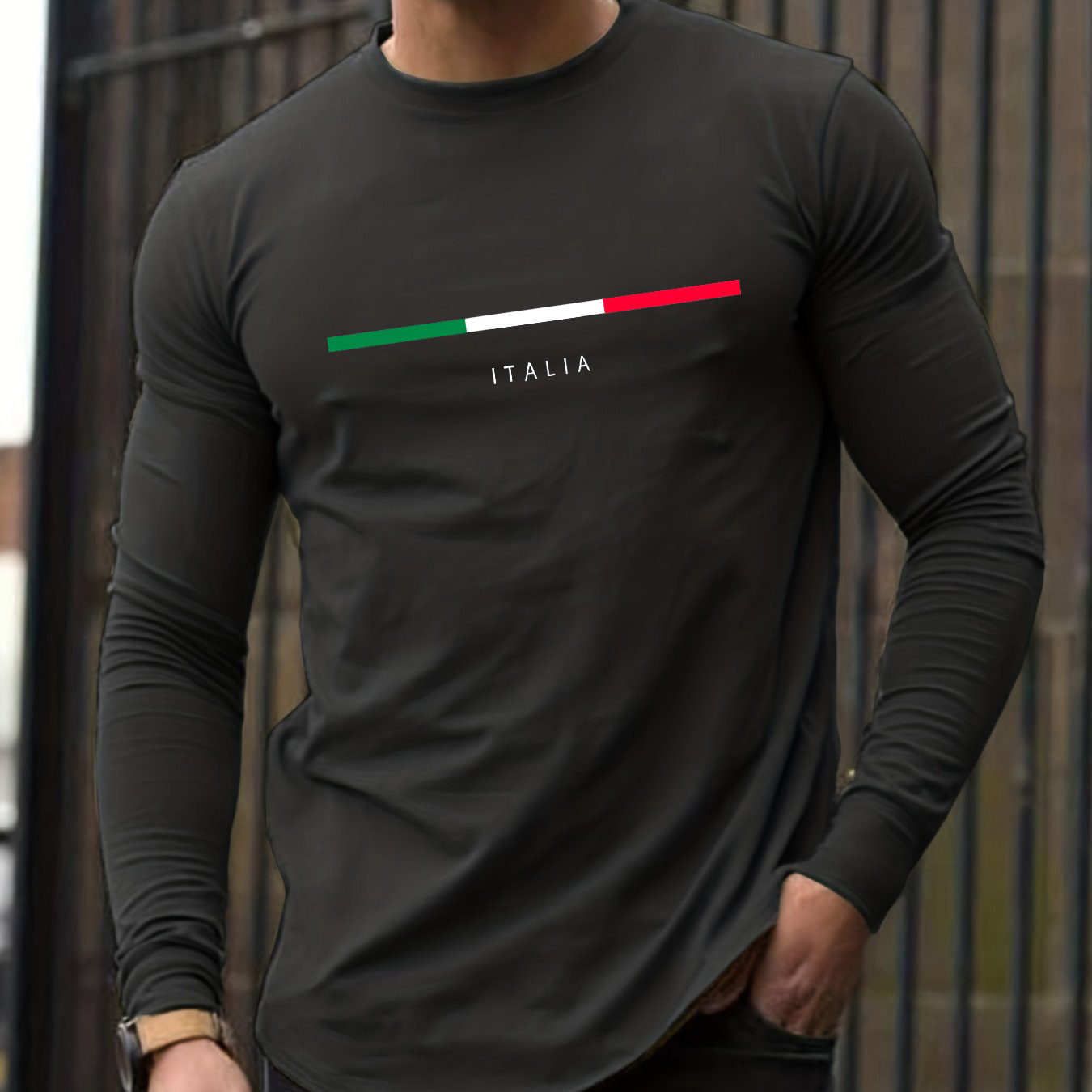 100% Pure Cotton Men's Long Sl - Men'S Fashion T Shirts ulasan dan harga