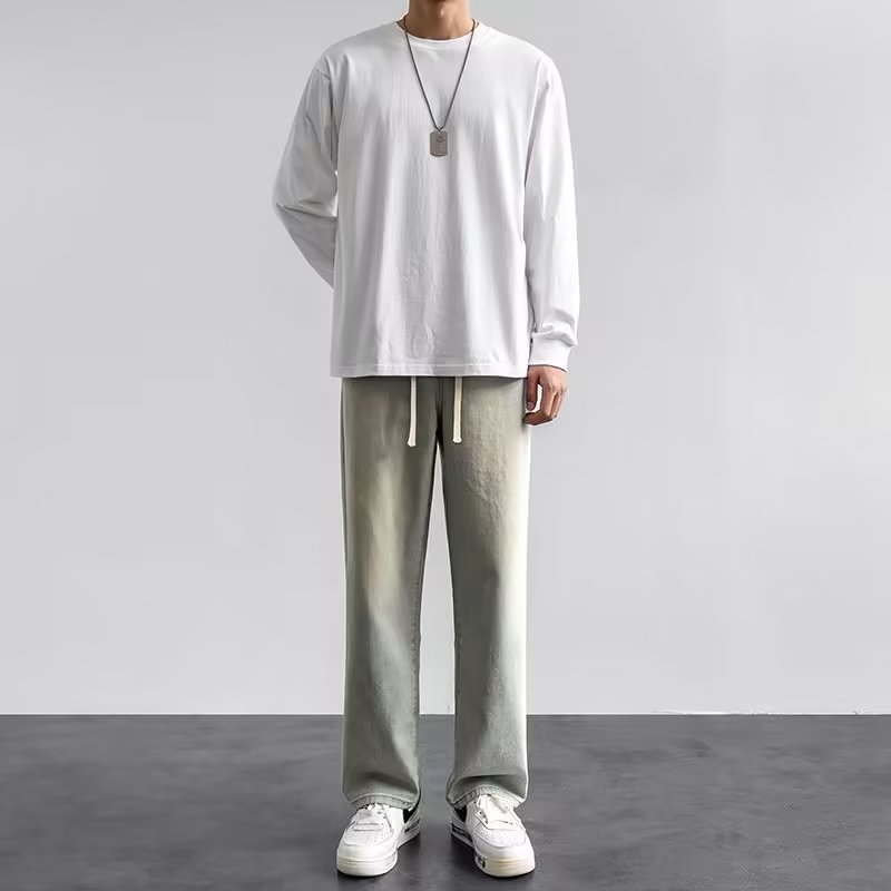 Korean Style Streetwear New Fa - Men'S Fashion Grey Jeans ulasan dan harga