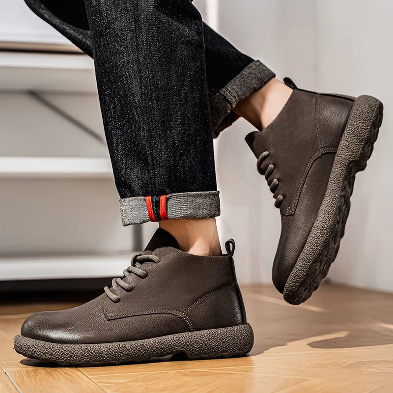 Men Ankle Boots Brown Short Bo - Men'S Fashion News ulasan dan harga