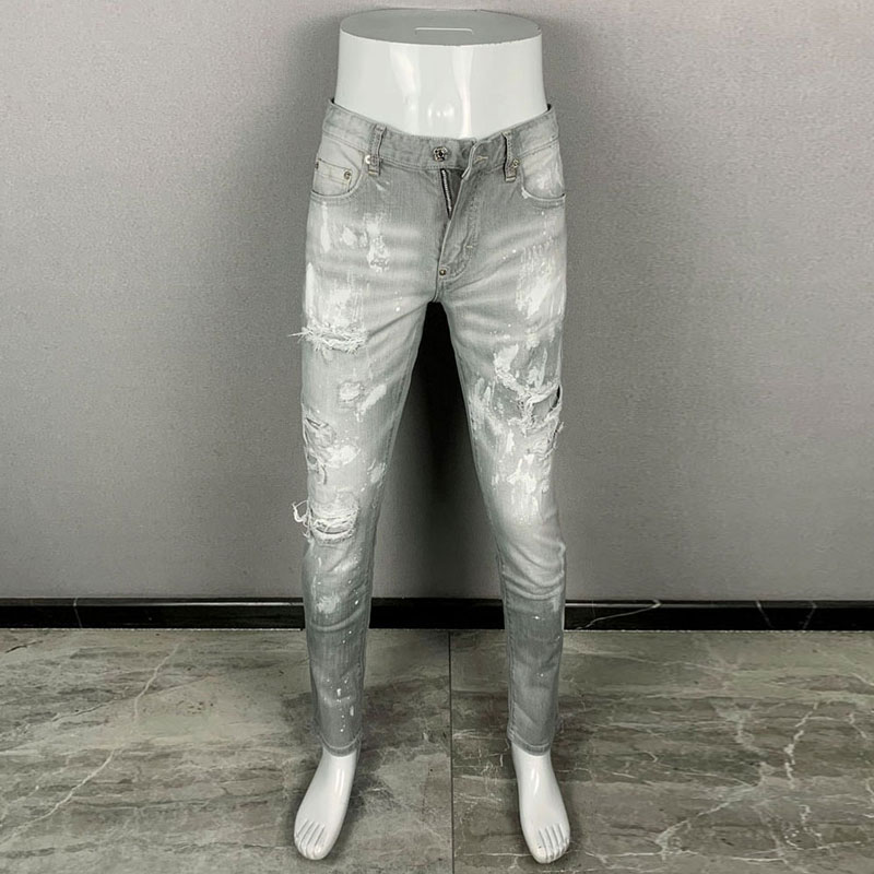 Fashionable new men's jeans, t - Men'S Fashion Grey Jeans ulasan dan harga