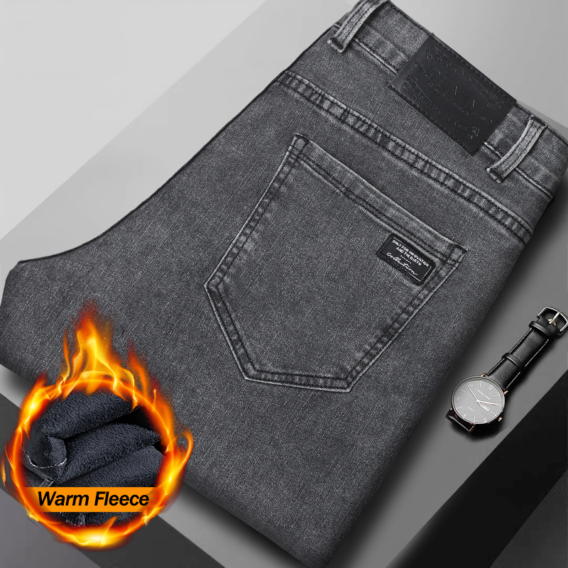 Men's Winter Fleece Warm Black - Men'S Fashion Grey Jeans ulasan dan harga