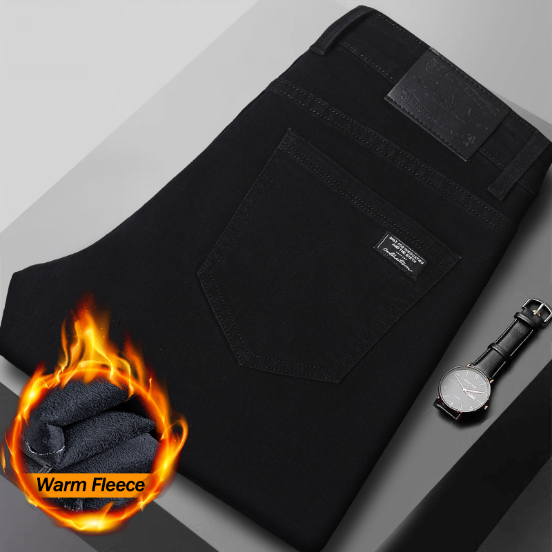 Men's Winter Fleece Warm Black - Men'S Fashion Grey Jeans ulasan dan harga