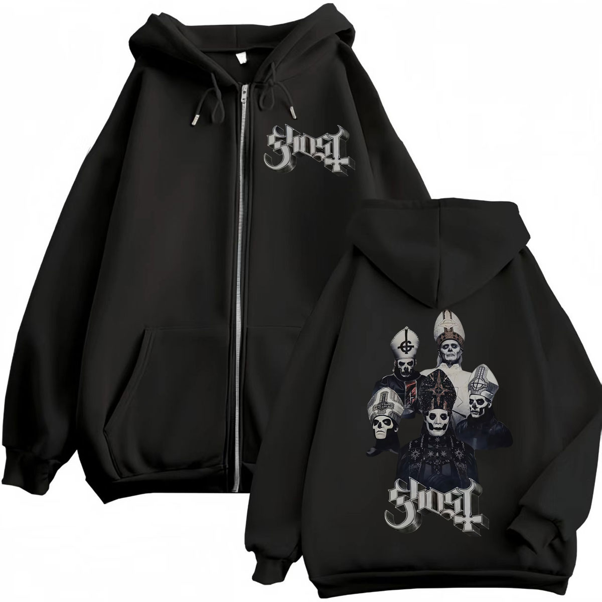 Hot Sale Ghost Band Zipper Hoo - Mens Fashion Zip Up Hoodies ulasan dan harga