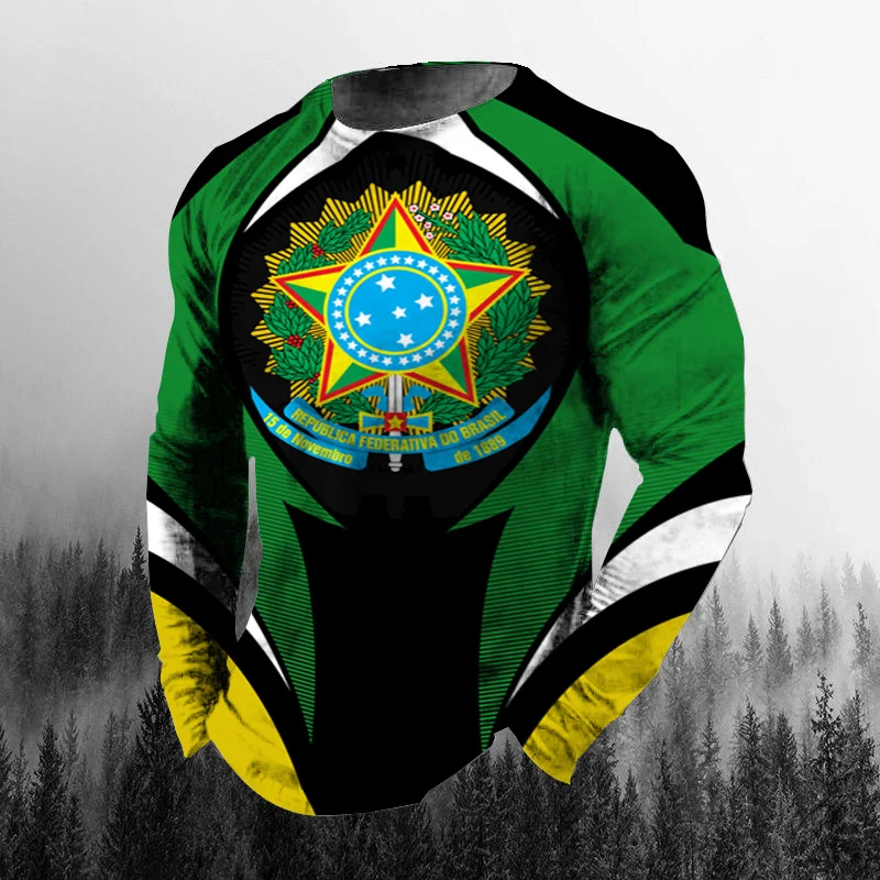 Vintage Brazilian Flag 3D Prin - Mens Fashion Clothes ulasan dan harga