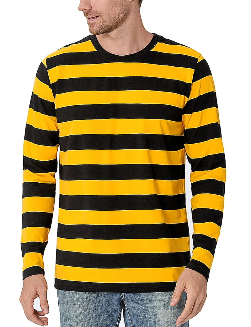 Fashion Contrast Stripe 3D Pri - Men'S Fashion T Shirts ulasan dan harga