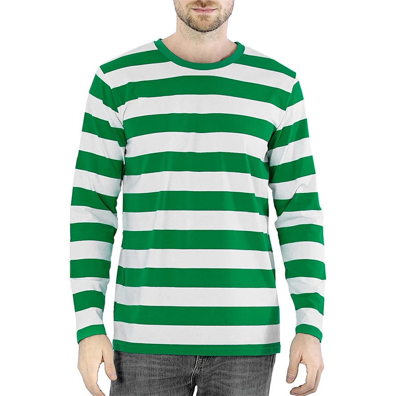 Fashion Contrast Stripe 3D Pri - Men'S Fashion T Shirts ulasan dan harga