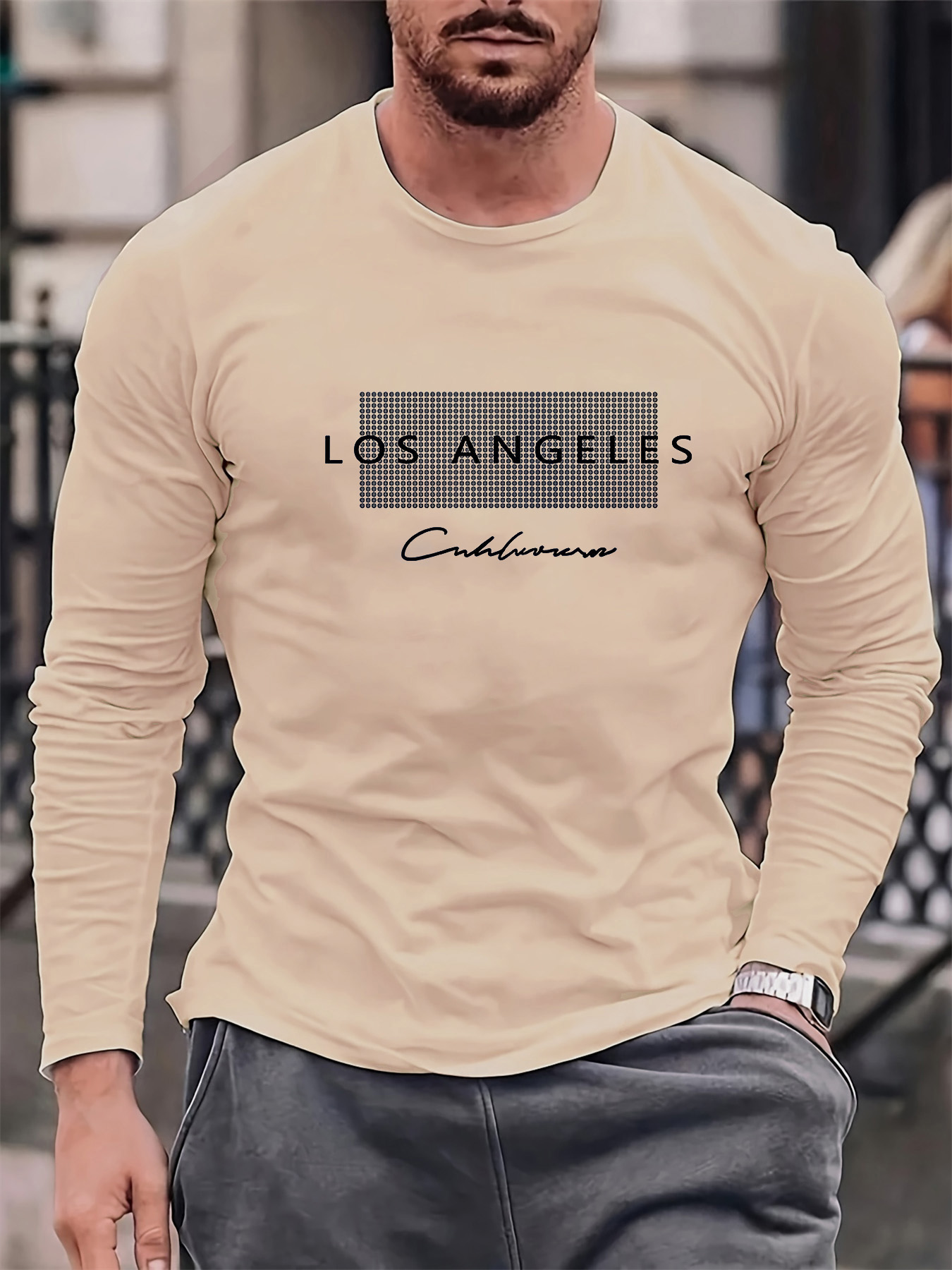 100% Pure Cotton Men's Long Sl - Men'S Fashion T Shirts ulasan dan harga