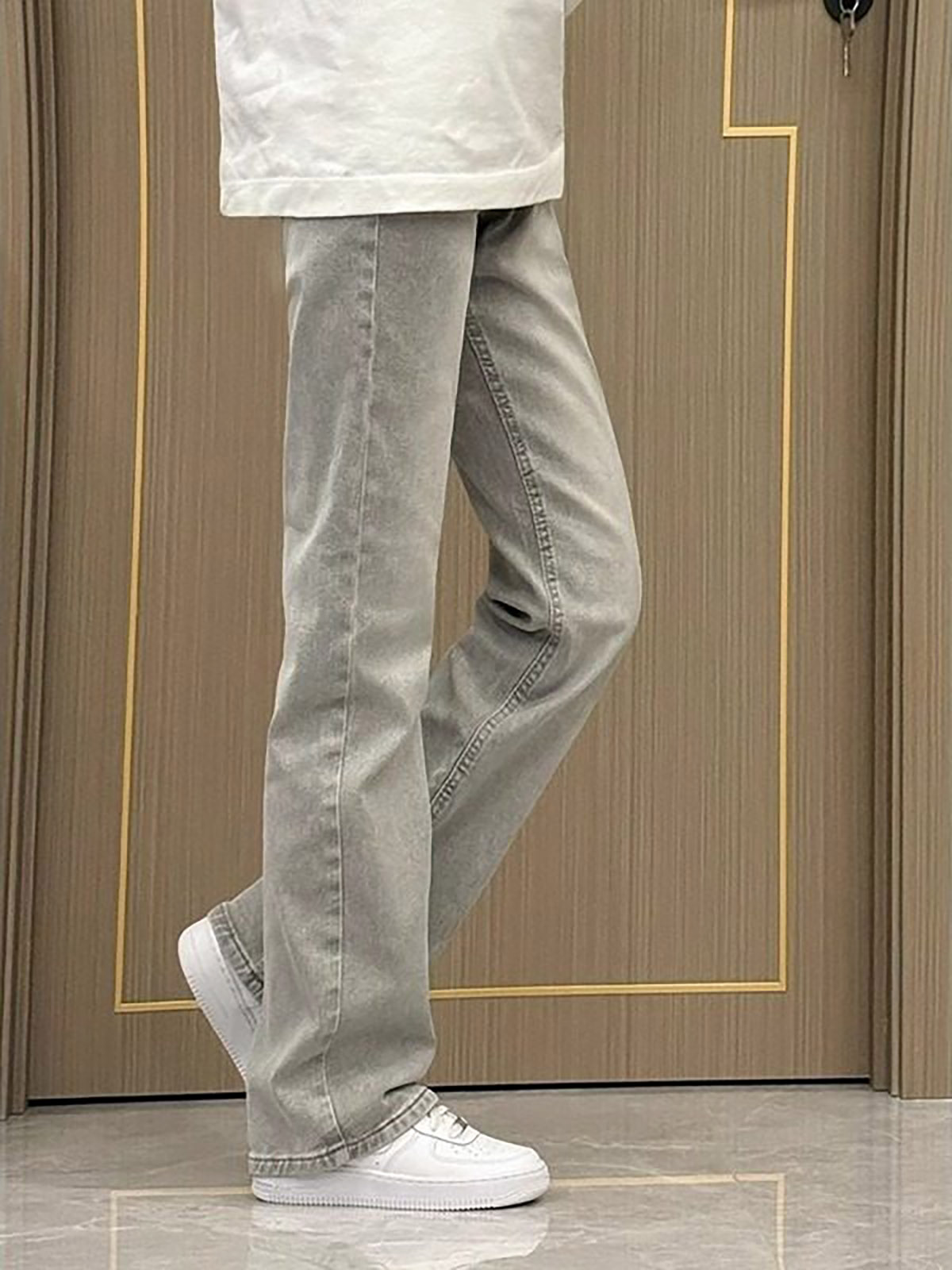 Smoke Grey Straight Leg Slim F - Men'S Fashion Grey Jeans ulasan dan harga
