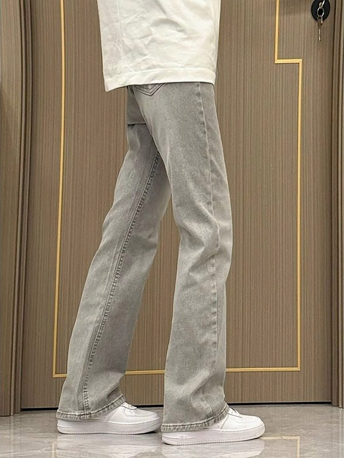 Smoke Grey Straight Leg Slim F - Men'S Fashion Grey Jeans ulasan dan harga