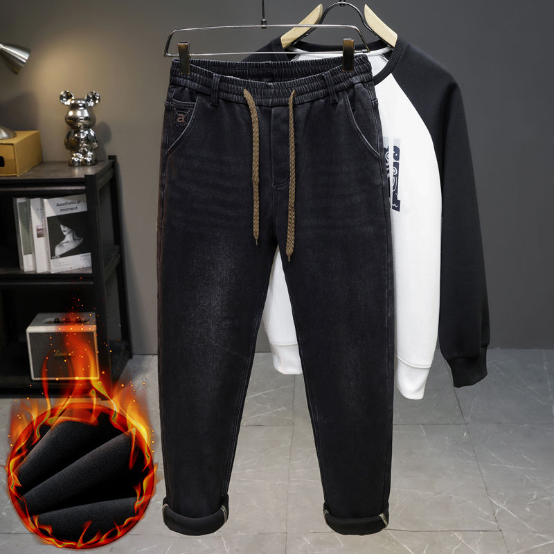Men Winter New Fleece Jeans El - Men'S Fashion Grey Jeans ulasan dan harga
