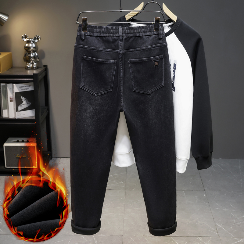 Men Winter New Fleece Jeans El - Men'S Fashion Grey Jeans ulasan dan harga