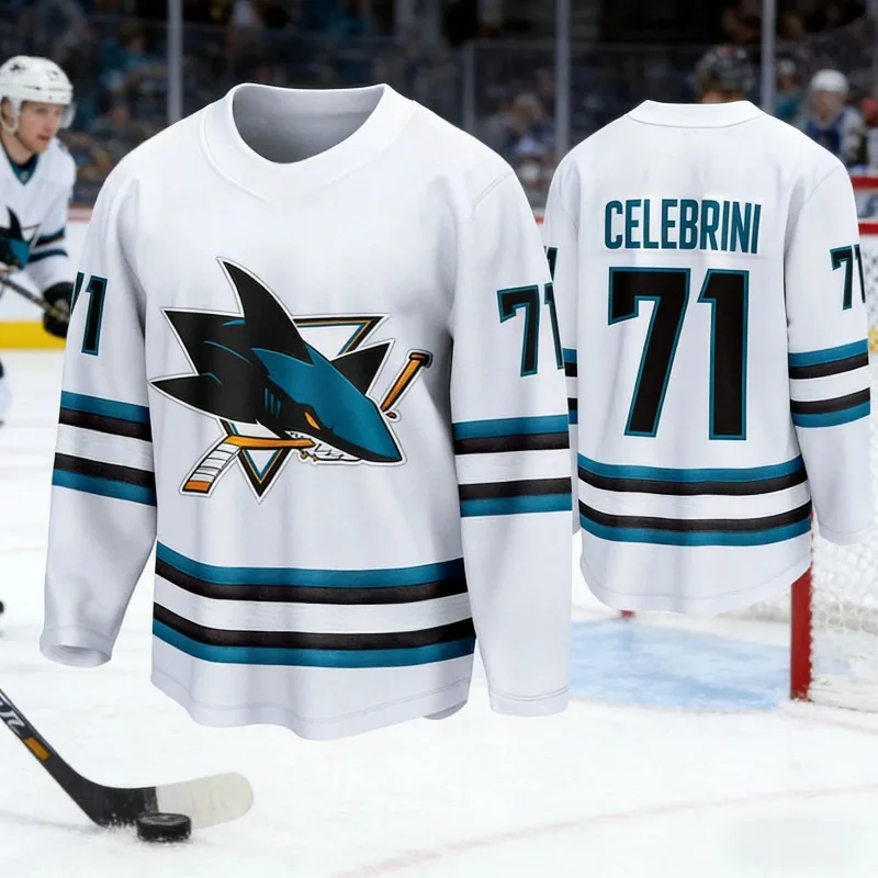 San Jose Sharks Celebrini #71  - Mens Fashion Summer ulasan dan harga