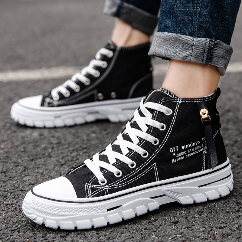 Men Shoes High-Top Canvas Shoe - Mens Fashion Trainers ulasan dan harga
