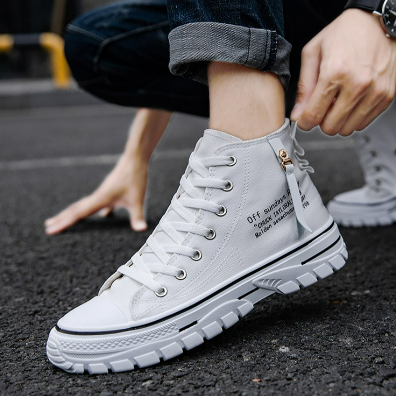 Men Shoes High-Top Canvas Shoe - Mens Fashion Trainers ulasan dan harga